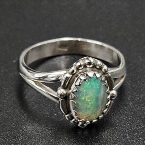 Ethiopian Opal Rose Cut Size US 7 925 Sterling Silver Ring (REXT116-232)