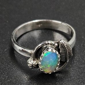 Ethiopian Opal Rose Cut Size US 7 925 Sterling Silver Ring (REXT116-233)