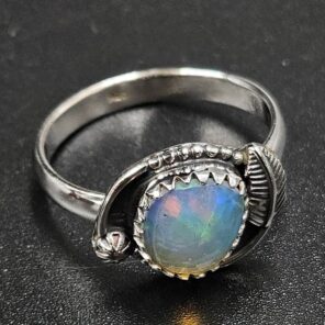 Ethiopian Opal Rose Cut Size US 9 925 Sterling Silver Ring (REXT116-234)