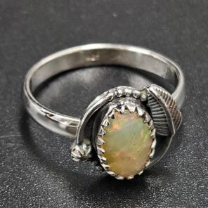 Ethiopian Opal Rose Cut Size US 9 925 Sterling Silver Ring (REXT116-235)