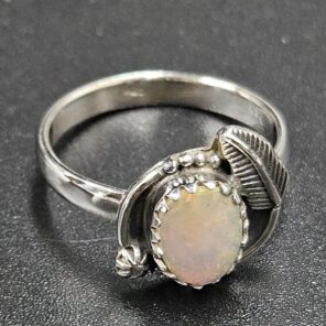 Ethiopian Opal Rose Cut Size US 8 925 Sterling Silver Ring (REXT116-237)
