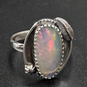 Ethiopian Opal Rose Cut Size US 10 925 Sterling Silver Ring (REXT116-239)