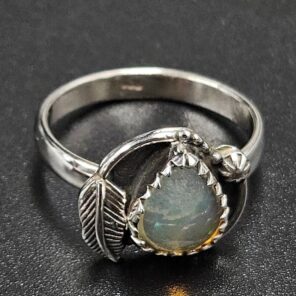 Ethiopian Opal Rose Cut Size US 8 925 Sterling Silver Ring (REXT116-241)