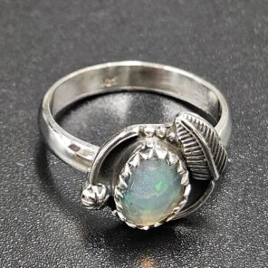 Ethiopian Opal Rose Cut Size US 7 925 Sterling Silver Ring (REXT116-242)
