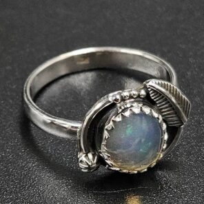 Ethiopian Opal Rose Cut Size US 8 925 Sterling Silver Ring (REXT116-243)