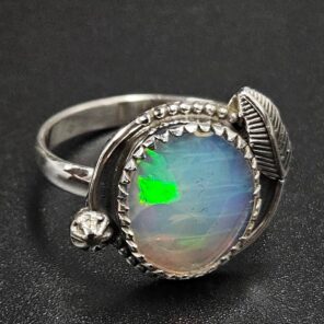 Ethiopian Opal Rose Cut Size US 10 925 Sterling Silver Ring (REXT116-244)