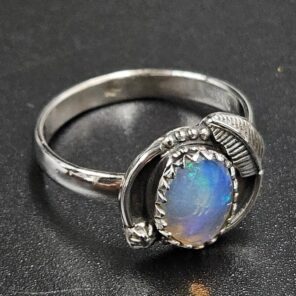 Ethiopian Opal Rose Cut Size US 9 925 Sterling Silver Ring (REXT116-245)