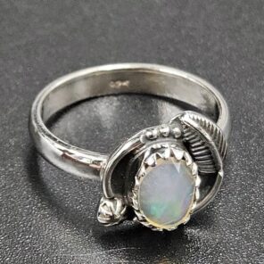 Ethiopian Opal Rose Cut Size US 6 925 Sterling Silver Ring (REXT116-246)
