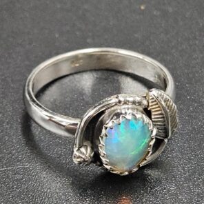 Ethiopian Opal Rose Cut Size US 8 925 Sterling Silver Ring (REXT116-249)