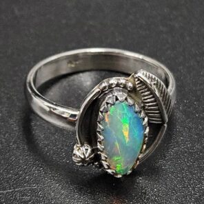 Ethiopian Opal Rose Cut Size US 7 925 Sterling Silver Ring (REXT116-250)