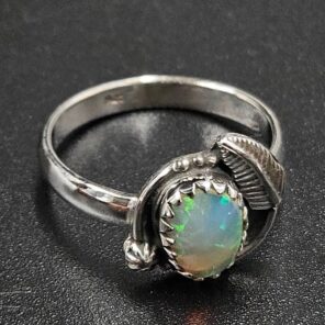 Ethiopian Opal Rose Cut Size US 7 925 Sterling Silver Ring (REXT116-251)