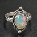 Ethiopian Opal Rose Cut Size US 9 925 Sterling Silver Ring (REXT116-252)