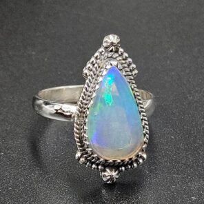 Ethiopian Opal Rose Cut Size US 9 925 Sterling Silver Ring (REXT116-255)