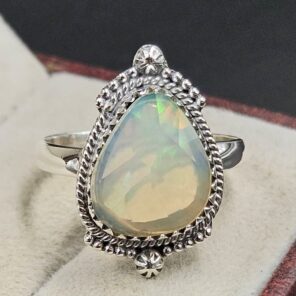 Ethiopian Opal Rose Cut Size US 10 925 Sterling Silver Ring (REXT116-257)