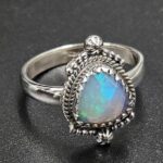 Ethiopian Opal Rose Cut Size US 8 925 Sterling Silver Ring (REXT116-260)