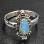 Ethiopian Opal Rose Cut Size US 6 925 Sterling Silver Ring (REXT116-262)