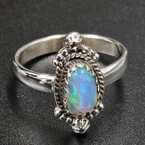 Ethiopian Opal Rose Cut Size US 6 925 Sterling Silver Ring (REXT116-262)