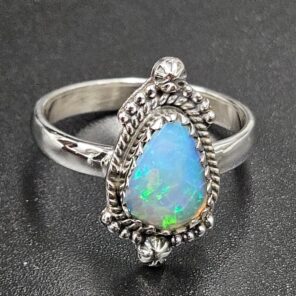 Ethiopian Opal Rose Cut Size US 8 925 Sterling Silver Ring (REXT116-266)