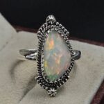 Ethiopian Opal Rose Cut Size US 9 925 Sterling Silver Ring (REXT116-267)