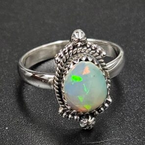 Ethiopian Opal Rose Cut Size US 8 925 Sterling Silver Ring (REXT116-269)