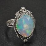Ethiopian Opal Rose Cut Size US 10 925 Sterling Silver Ring (REXT116-270)