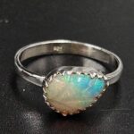 Ethiopian Opal Carved Size US 10 925 Sterling Silver Ring (REXT115-233)