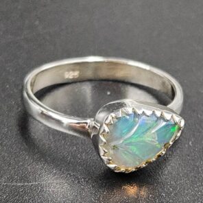 Ethiopian Opal Carved Size US 7 925 Sterling Silver Ring (REXT115-235)