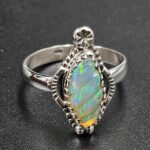 Ethiopian Opal Carved Size US 9 925 Sterling Silver Ring (REXT115-248)