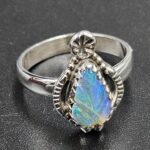 Ethiopian Opal Carved Size US 7 925 Sterling Silver Ring (REXT115-254)