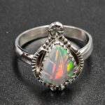 Ethiopian Opal Carved Size US 8 925 Sterling Silver Ring (REXT115-260)