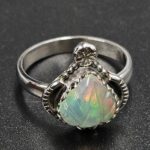 Ethiopian Opal Carved Size US 8 925 Sterling Silver Ring (REXT115-261)