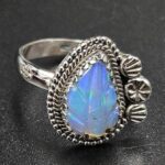 Ethiopian Opal Carved Size US 8 925 Sterling Silver Ring (REXT115-265)