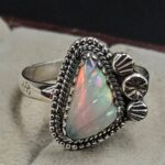 Ethiopian Opal Carved Size US 9 925 Sterling Silver Ring (REXT116-138)