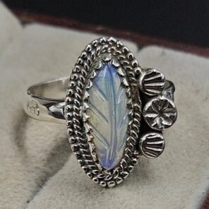 Ethiopian Opal Carved Size US 8 925 Sterling Silver Ring (REXT116-140)