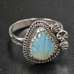 Ethiopian Opal Carved Size US 9 925 Sterling Silver Ring (REXT116-141)