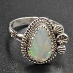 Ethiopian Opal Carved Size US 9 925 Sterling Silver Ring (REXT116-148)