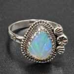 Ethiopian Opal Carved Size US 10 925 Sterling Silver Ring (REXT116-150)