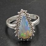 Ethiopian Opal Carved Size US 10 925 Sterling Silver Ring (REXT116-153)