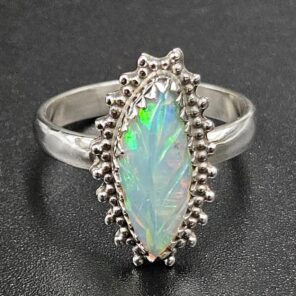 Ethiopian Opal Carved Size US 7 925 Sterling Silver Ring (REXT116-154)
