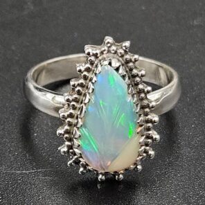 Ethiopian Opal Carved Size US 7 925 Sterling Silver Ring (REXT116-155)