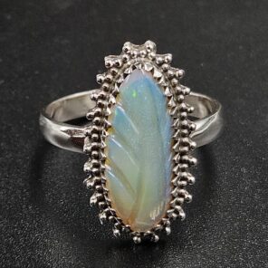 Ethiopian Opal Carved Size US 10 925 Sterling Silver Ring (REXT116-162)