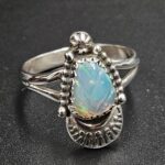 Ethiopian Opal Carved Size US 9 925 Sterling Silver Ring (REXT22-247)