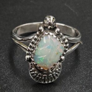 Ethiopian Opal Carved Size US 10 925 Sterling Silver Ring (REXT22-255)