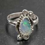 Ethiopian Opal Carved Size US 7 925 Sterling Silver Ring (REXT22-265)