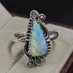 Ethiopian Opal Carved Size US 9 925 Sterling Silver Ring (REXT22-266)