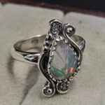Ethiopian Opal Carved Size US 6 925 Sterling Silver Ring (REXT22-274)