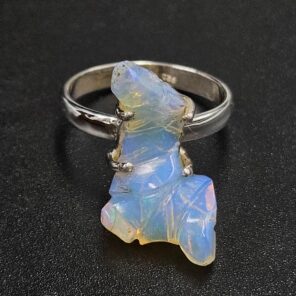 Ethiopian Opal Carved Size US 8 925 Sterling Silver Ring (REXT22-279)