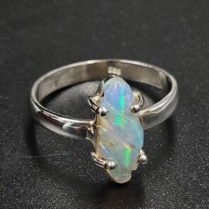 Ethiopian Opal Carved Size US 9 925 Sterling Silver Ring (REXT22-283)