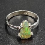 Ethiopian Opal Carved 925 Sterling Silver Ring (REXT22-292)