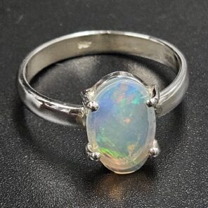 Ethiopian Opal Rose Cut 925 Sterling Silver Ring (REXT80-111)